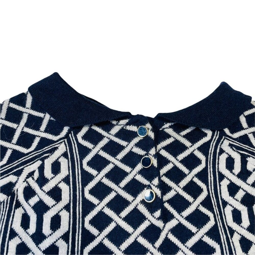 Tommy Hilfiger Navy and White Preppy Short Sleeved Sweater Dress - Picture 10 of 11